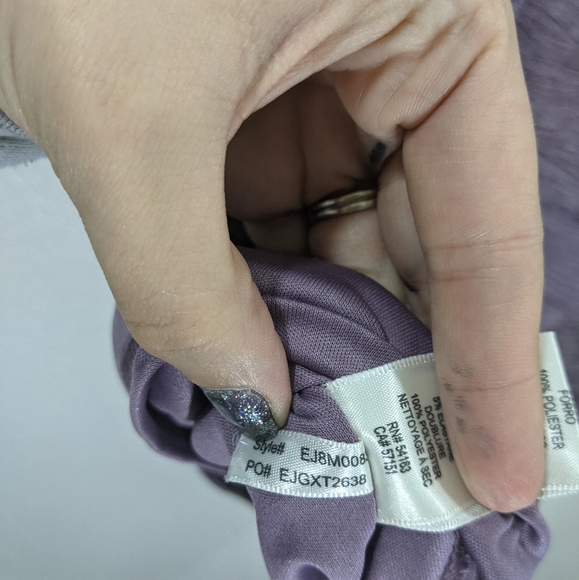 ELIZA J Taffeta Body Con Above Knee Lilac Purple Dress Off Shoulder Ruched 12 - Picture 3 of 9